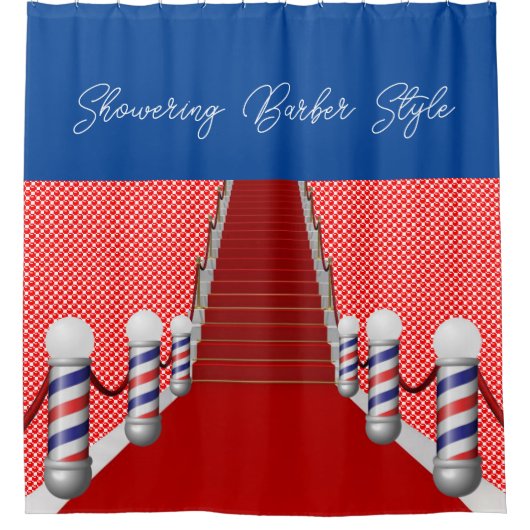 Shower Curtain met barber stijl rood blauw Douchegordijn (Voorkant)