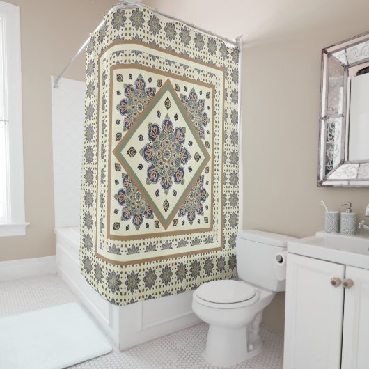 Shower Curtain met gecompliceerd medaillonontwerp Douchegordijn (In situ)