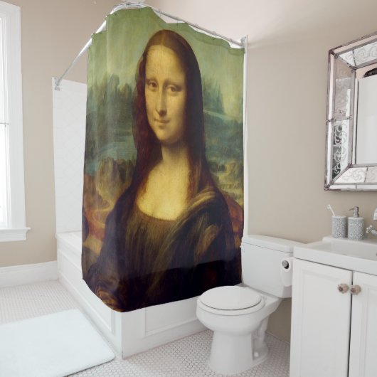 Shower Curtain met Mona Lisa Print Douchegordijn (In situ)