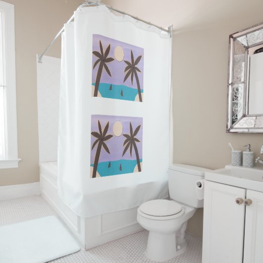 Shower Curtain met Silhouetted Palm Trees Douchegordijn (In situ)