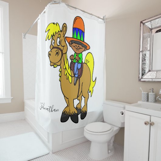 Shower Curtain Mexican Man Horse Douchegordijn (In situ)