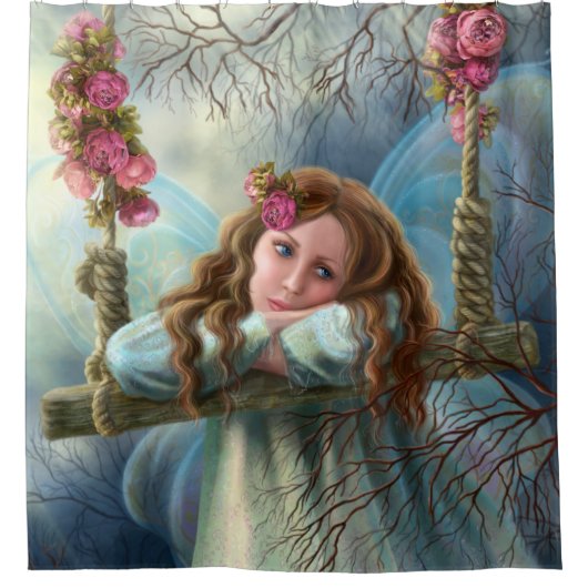 Shower Curtain, mooie jonge fee vlinder Douchegordijn (Voorkant)