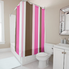 Shower Curtain Neutral Brown & Pink Stripe  Douchegordijn