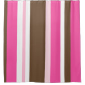 Shower Curtain Neutral Brown & Pink Stripe  Douchegordijn (Voorkant)