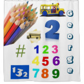 Shower Curtain Numbers Colorful Pencils Truck Douchegordijn (Voorkant)