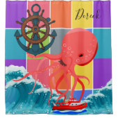 Shower Curtain Octopus Beach Waves Colour Blocks Douchegordijn (Voorkant)