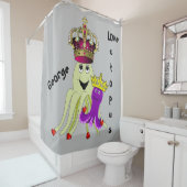 Shower Curtain Octopus King Queen Red Hearts Douchegordijn (In situ)