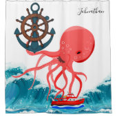 Shower Curtain Octopus Ocean Waves Anchor Douchegordijn (Voorkant)