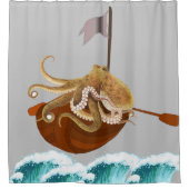 Shower Curtain Octopus Ocean Waves Douchegordijn (Voorkant)