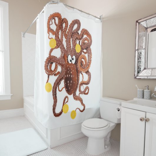 Shower Curtain Octopus Sinaasappels Fruit Douchegordijn (In situ)