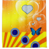 Shower Curtain, Oranje, blauw Douchegordijn (Voorkant)