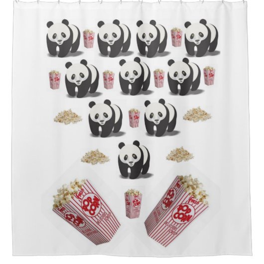 Shower Curtain Panda Popcorn Douchegordijn (Voorkant)