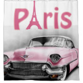 Shower Curtain Paris Frankrijk, roze auto Douchegordijn (Voorkant)