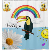 Shower Curtain Parrot Rainbow Sun Bumblebee Douchegordijn (Voorkant)