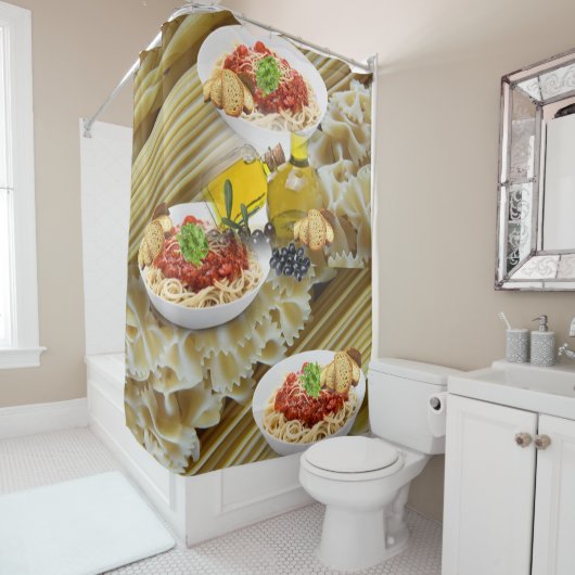Shower Curtain pasta sauce Olive Oil Bread Douchegordijn (In situ)
