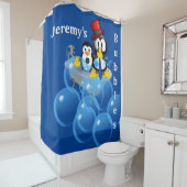 Shower Curtain Penguin Bubbles Yellow Ducks Douchegordijn (In situ)
