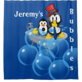 Shower Curtain Penguin Bubbles Yellow Ducks Douchegordijn (Voorkant)