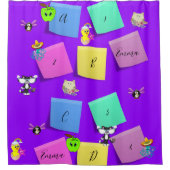 Shower Curtain Penguin Cat Yellow Chick Douchegordijn (Voorkant)