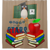 Shower Curtain Penguin School Books Apple Douchegordijn (Voorkant)