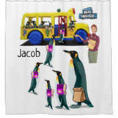 Shower Curtain Penguin School Bus Douchegordijn (Voorkant)