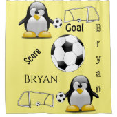 Shower Curtain Penguin Voetbal Goal Douchegordijn (Voorkant)