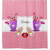 Shower Curtain Pink Pigs Polkadot Douchegordijn (Voorkant)