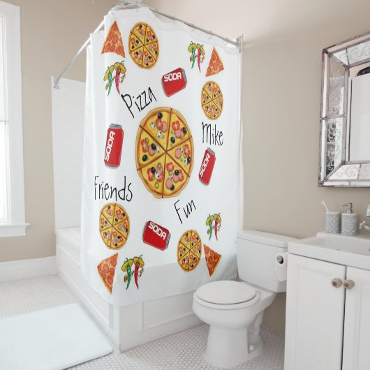 Shower Curtain Pizza Douchegordijn (In situ)