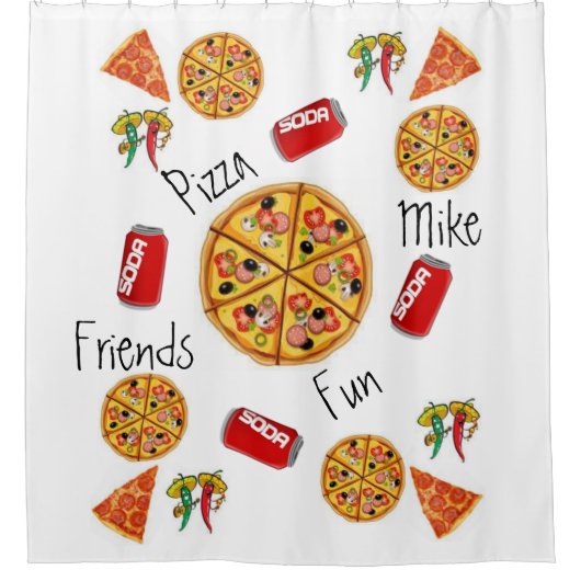 Shower Curtain Pizza Douchegordijn (Voorkant)