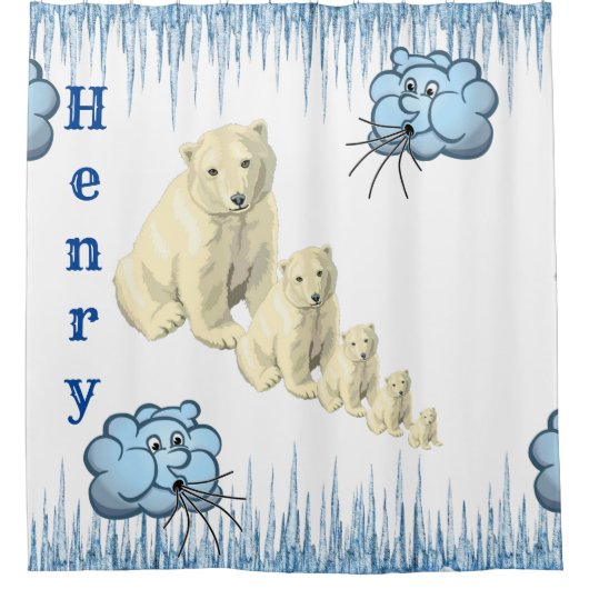 Shower Curtain Polar Beer Ice Burg Clouds Douchegordijn (Voorkant)