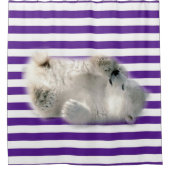 Shower Curtain Polar Beer Paars Stripe Douchegordijn (Voorkant)