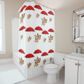 Shower Curtain Red Umbrella Cats Douchegordijn (In situ)