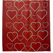 Shower Curtain Red White Hearts Douchegordijn (Voorkant)