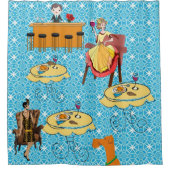 Shower Curtain Retro Woman Dog Douchegordijn (Voorkant)