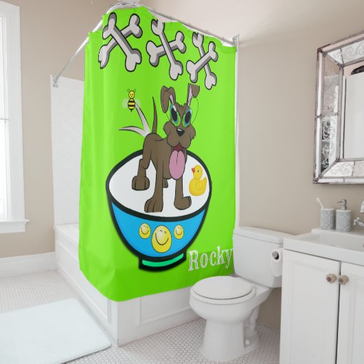 Shower Curtain Rocky Dog Botten Duck Douchegordijn (In situ)