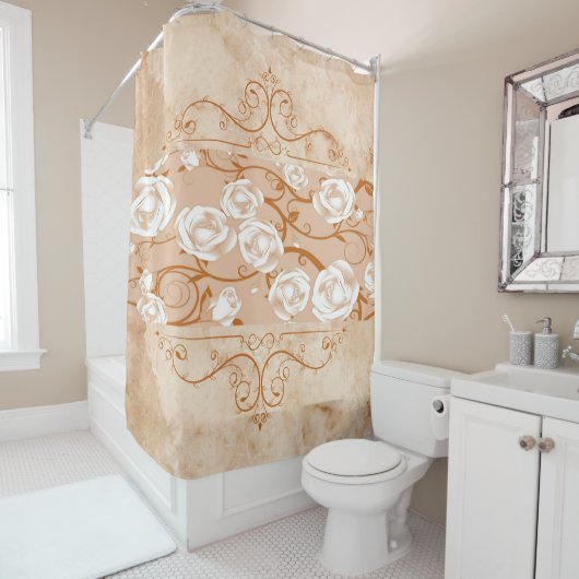 Shower Curtain Roos Marble Floral Douchegordijn (In situ)