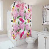 Shower Curtain Roses Yellow Nail Pools hart Douchegordijn (In situ)