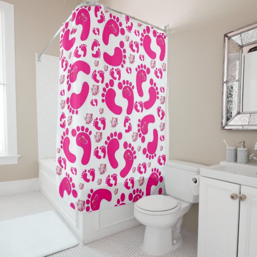 Shower Curtain roze Baby Feet Heets Douchegordijn (In situ)