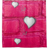 Shower Curtain, Roze Brick, Douchegordijn (Voorkant)