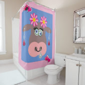 Shower Curtain roze Koe Blue Floral Douchegordijn (In situ)