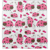 Shower Curtain Roze Ladybugs Douchegordijn (Voorkant)
