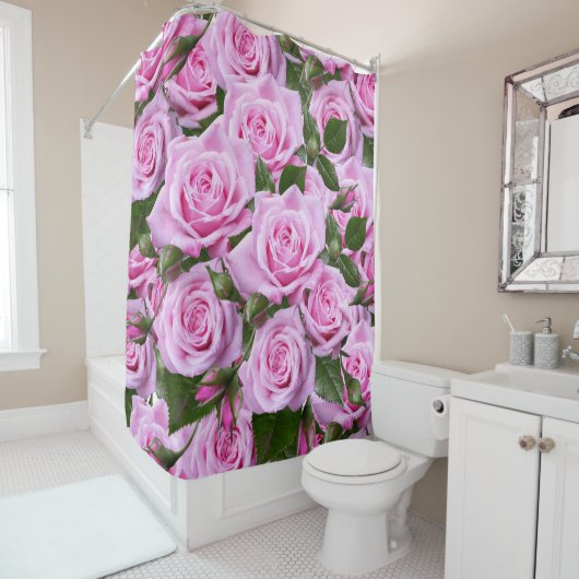 Shower Curtain roze rozen Douchegordijn (In situ)