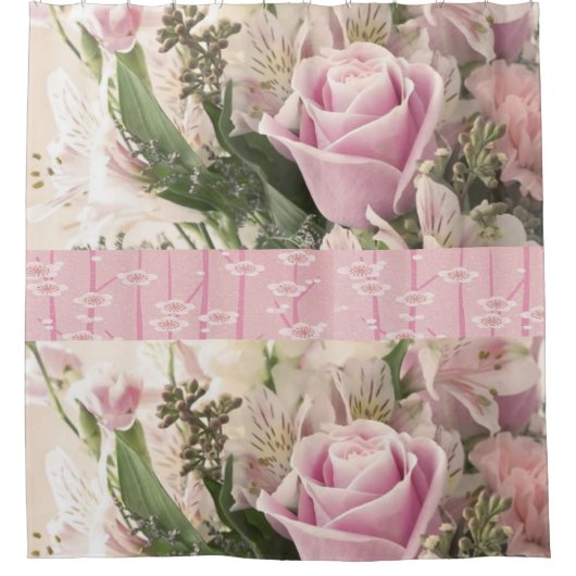 Shower Curtain roze rozen Douchegordijn (Voorkant)