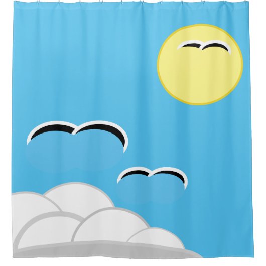 Shower Curtain - Seagulls in vlucht Douchegordijn (Voorkant)