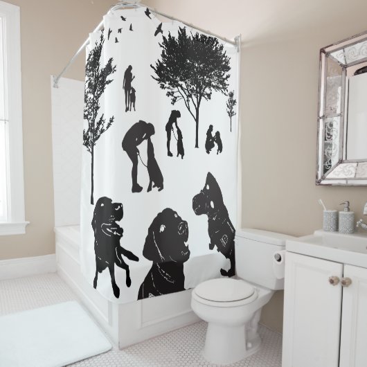 Shower Curtain Service Dog Love Variatie 2 Douchegordijn (In situ)