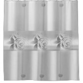 Shower Curtain Silver Floral Douchegordijn (Voorkant)