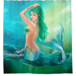 Shower Curtain, smaïde fantasie op de oceaan op go Douchegordijn