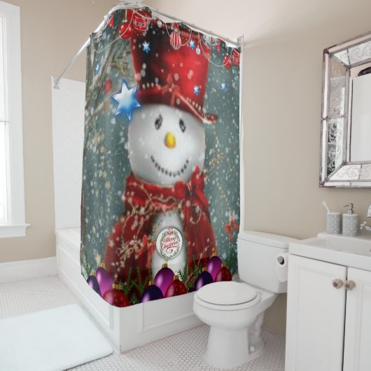 Shower Curtain Snowman Douchegordijn (In situ)