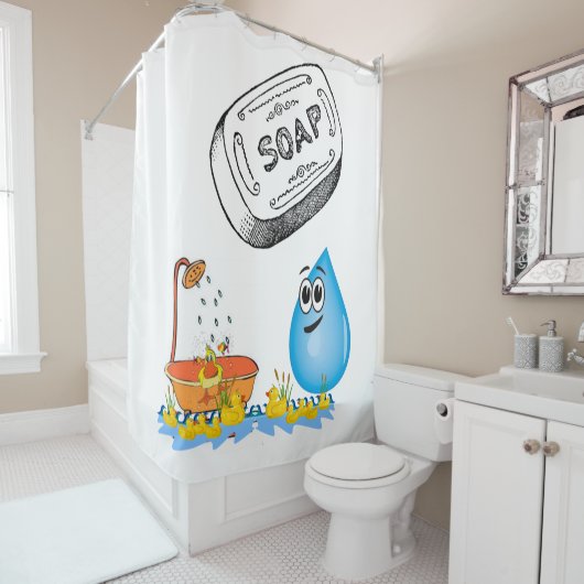 Shower Curtain Soap Ducks Fish Douchegordijn (In situ)