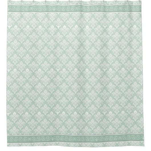 Shower Curtain - Soft Jade Damask Douchegordijn (Voorkant)