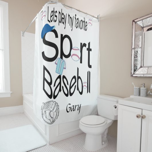 Shower Curtain Sports Baseball Douchegordijn (In situ)